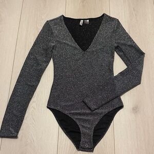 H&M Sparkly Black Long Sleeve Bodysuit